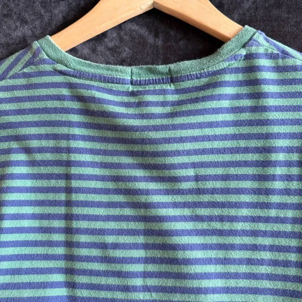 Polo Ralph Lauren Striped Tee Green Navy‎ Custom Slim Fit Mens XL Grunge Nirvana